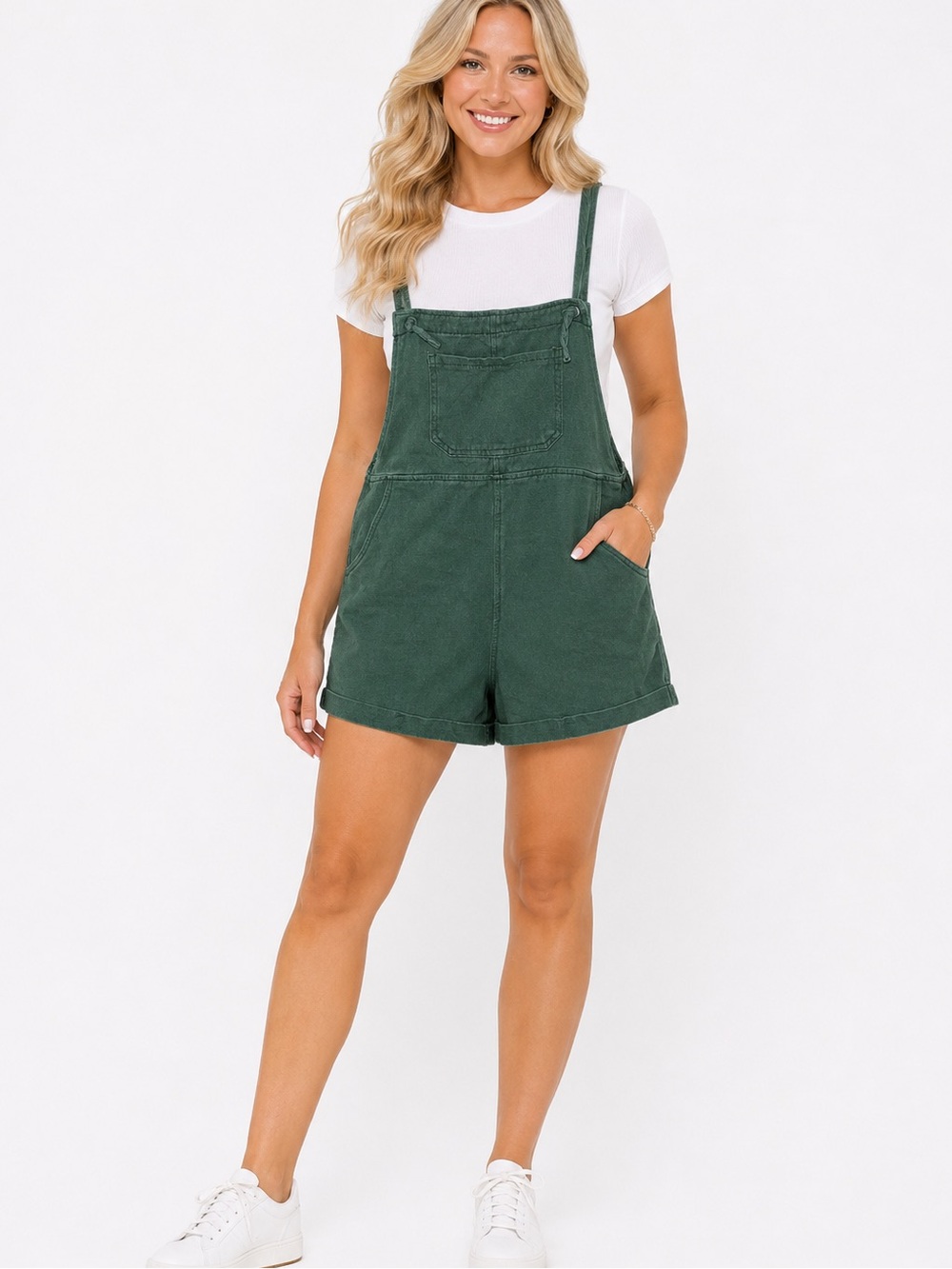 Cider Size Medium Forest Green Women's Denim Short Overalls